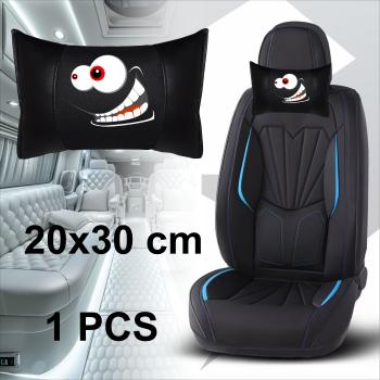 Auto Nackenkissen 20x30cm Nackenpolster Leder Schwarz mit Druck Design